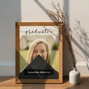 Black Graduate Script Modern Photo Poster