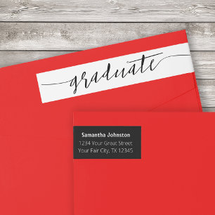 Black Graduate Script Modern Wrap Around Label