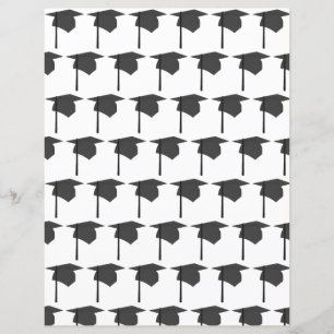 Black Graduation Cap and Tassel Scrapbook Paper