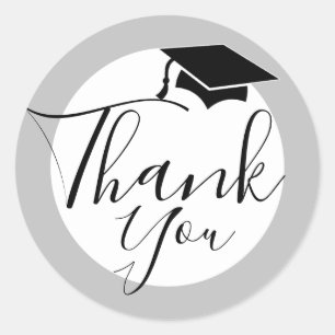 Black Graduation Cap   Graduation Thank You Classic Round Sticker