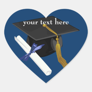 Black Graduation Cap Heart Stickers