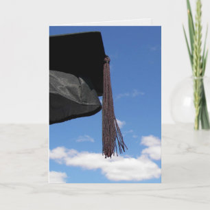Black Graduation Cap In Sky Card