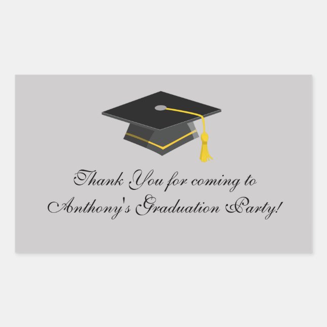 Black Graduation Cap Thank You Rectangle Sticker (Front)