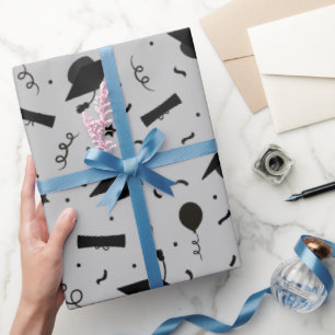 Black Graduation Cap Toss Wrapping Paper