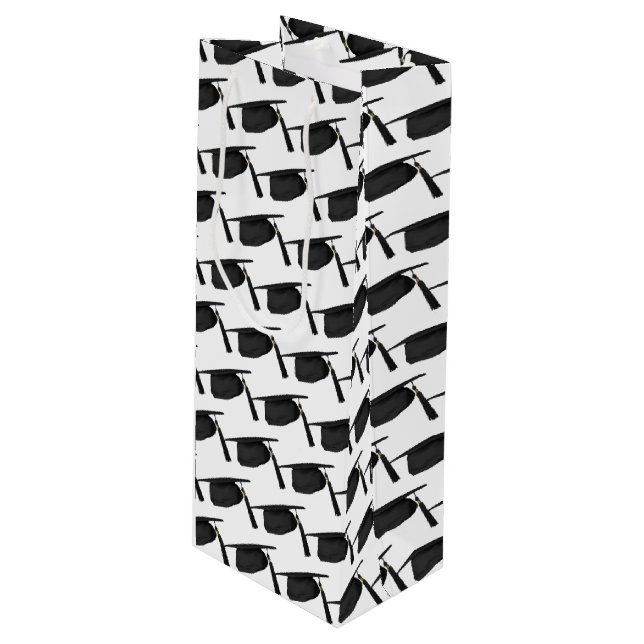 black graduation caps with tassel wine gift bag (Front Angled)