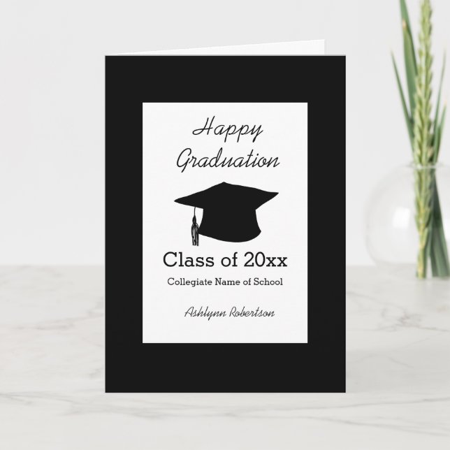 Black Graduation Class of 2025 Card (Front)