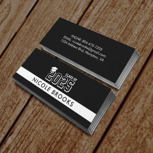 Black Graduation Class of Contact Info Name Mini Business Card