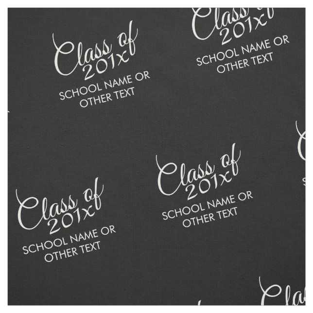 Black Graduation Class of Custom Year and Text Fabric (Swatch)