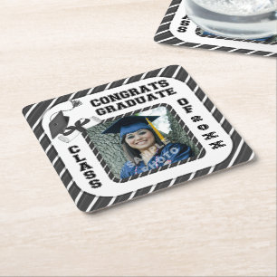 Black Graduation Graduate School Party Coasters