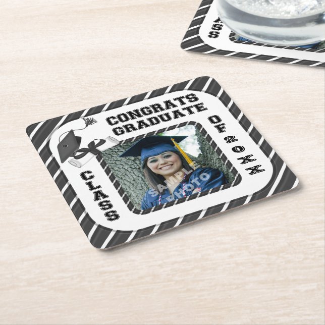 Black Graduation Graduate School Party Coasters (Angled)
