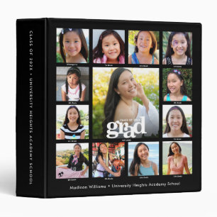 Black Graduation K–12 Modern Bold Photo Collage Binder