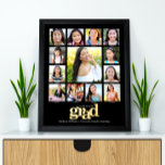 Black Graduation K–12 Photo Collage Bold Real Gold Foil Prints<br><div class="desc">Be proud, rejoice and showcase this milestone of your favourite grad. Create this elegant, simple, modern, personalized high school graduation K – 12 photo collage poster for a keepsake you’ll always treasure. A fun, playful visual of bold, graphic, real gold foil typography, along with their name, class year, school and...</div>