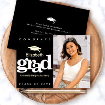 Black graduation photo bold typography real gold