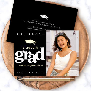 Black graduation photo bold typography real gold