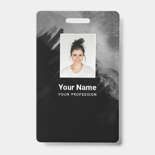 Black Grain Paint Employee Photo, Bar Code, Name Badge