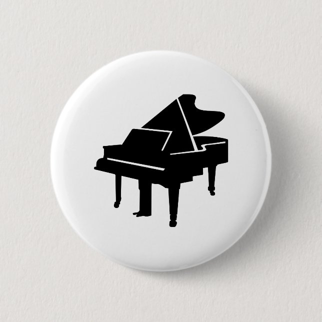 Black Grand Piano 2 Inch Round Button (Front)