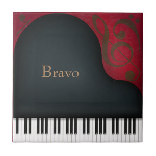 Black Grand Piano Performing Arts Custom Music Tile