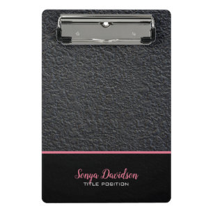 Black Granite And Pink Stripe Mini Clipboard