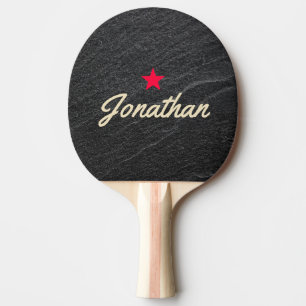 Black Granite Stone Vintage Star Signature Ping Pong Paddle