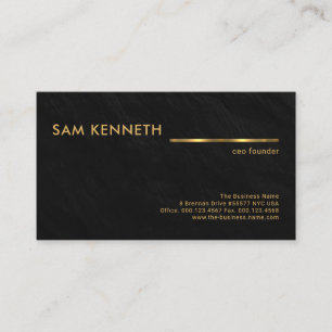Black Granite Texture Faux Gold Line Founder CEO Business Card