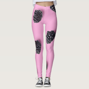 Black grapes on attractive pink background leggings