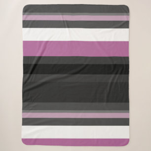 Black, Gray and White Stripes Sherpa Blanket