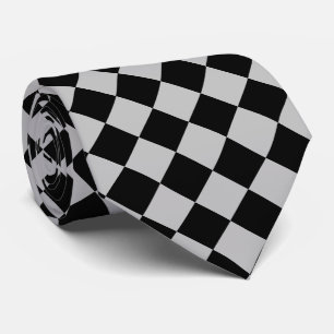 Black Gray Check Neck Tie Sport Flag