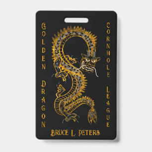 Black Gray Gold Dragon Cornhole League Membership Badge