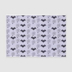 BLACK & GRAY HALLOWEEN BATS & SPIDER WEBS TISSUE PAPER