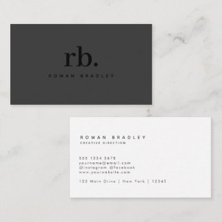 Black & Gray Minimal Monogram Clean Professional Business Card