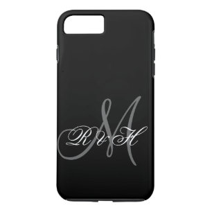 BLACK GRAY MONOGRAM INITIALS Case-Mate iPhone CASE