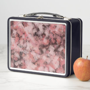Black Gray Pink White Modern Geometric Abstract Metal Lunch Box
