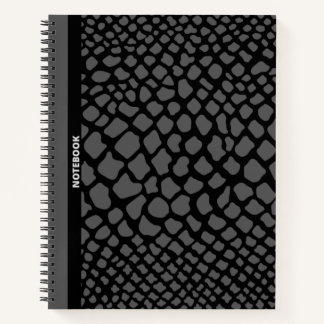 BLACK & GRAY SERPENTINE ELEGANCE SNAKE SKIN PRINT NOTEBOOK