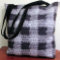 Black Gray Shades Plaid Artisan Crochet Print     