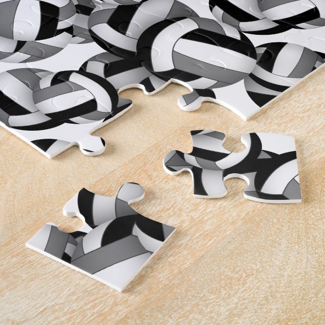 black gray team colors girls boys volleyball jigsaw puzzle (Side)