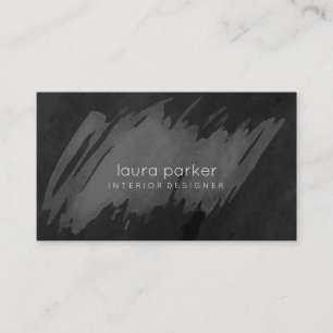Black Gray Watercolor Splatter Abstract Modern Business Card