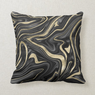 Black Gray White Gold Marble #1 Throw Pillow