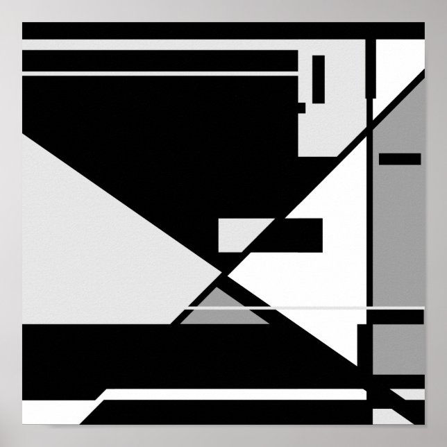 Black Gray White "Sitting Man" Geometric Design Poster (Front)