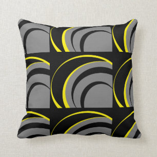 Black Gray Yellow Throw Pillow