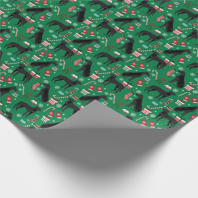 Black Great Dane christmas dog Wrapping Paper (Corner)