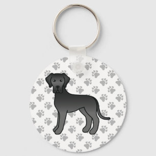Black Great Dane Cute Cartoon Dog Keychain