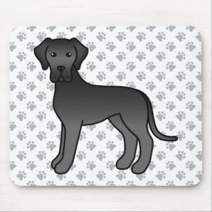 Black Great Dane Cute Cartoon Dog Mouse Pad