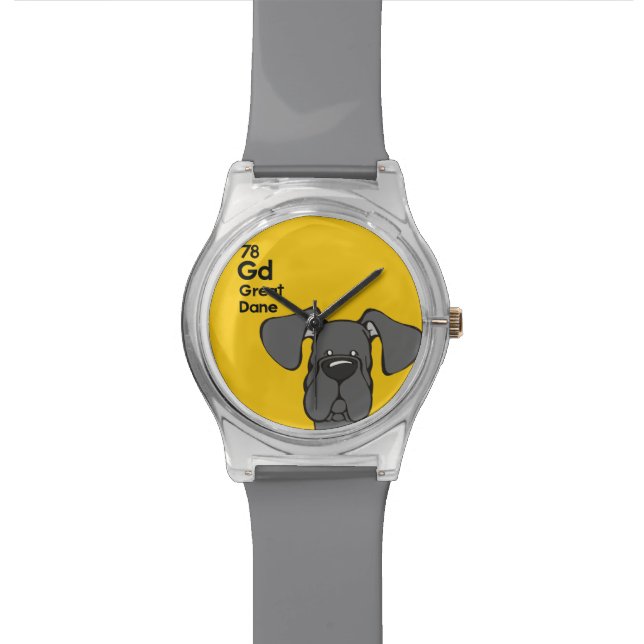 Black Great Dane Natural Ears - The Dog Table Watch (Close Up)