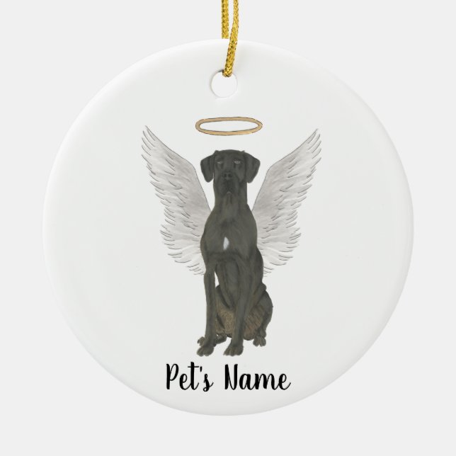 Black Great Dane Sympathy Memorial Ceramic Ornament (Front)