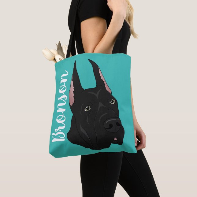 Black Great Dane Tote Bag (Close Up)