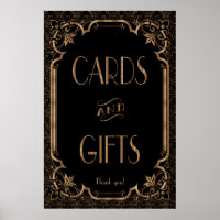 Black Great Gatsby Art Deco Cards & Gifts Sign