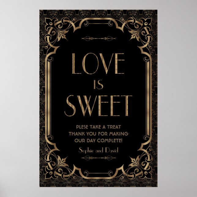 Black Great Gatsby Art Déco L'amour est doux (Devant)