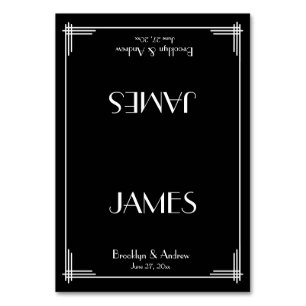 Black Great Gatsby Art Déco Mariage Cartes de Plac