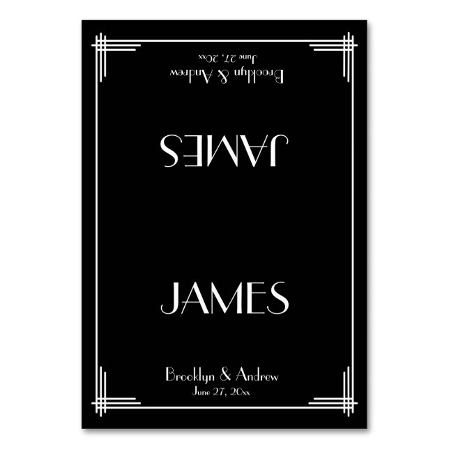 Black Great Gatsby Art Déco Mariage Cartes de Plac (Par défaut)