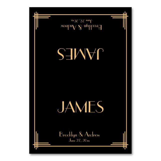 Black Great Gatsby Art Déco Mariage Cartes de Plac (Par défaut)